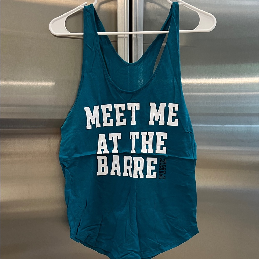 Victoria’s Secret PINK Teal Workout Tank "Meet Me At The Barre"